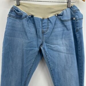 Haute Mama Maternity Jeans Womens XL Blue Denim Ankle Cuff Stretch 5-Pocket